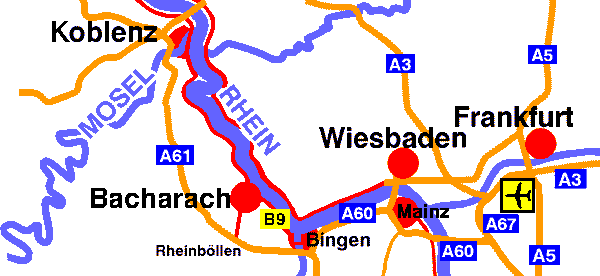 Lageplan Bacharach am Rhein,  1998 WHO