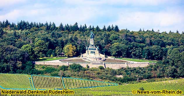 Das Niederwald-Denkmal in Rdesheim am Rhein ist von Weinbergen umgeben.